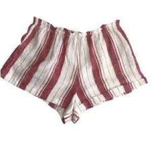 Reformation Sawyer Savannah Red/white Stripe Shorts Size XL 100% Linen